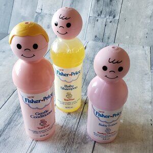 Vintage Fisher-Price Baby Shampoo, Conditioner, Lotion Little People - unused